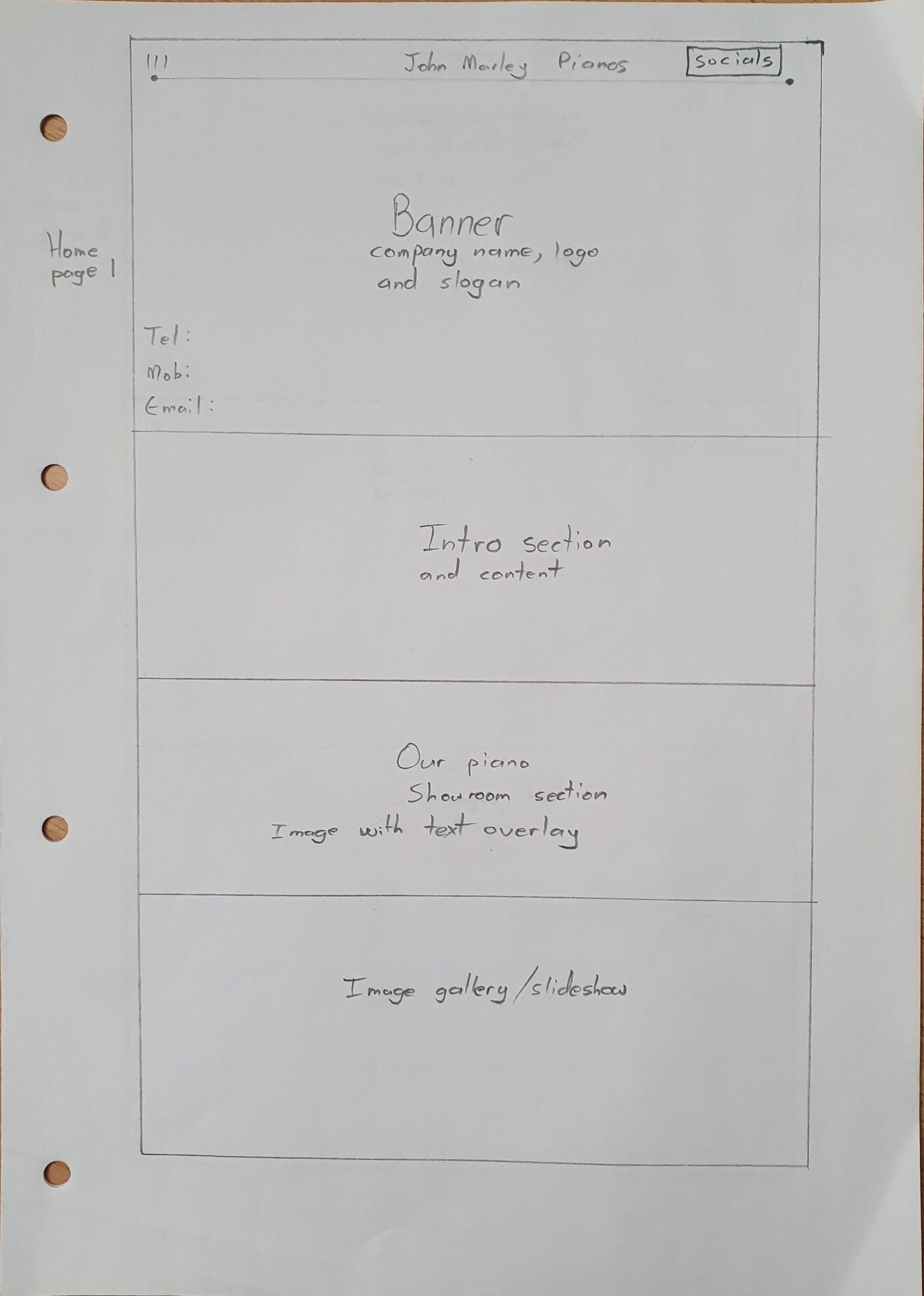 John Marley Pianos home page paper mockup number 1